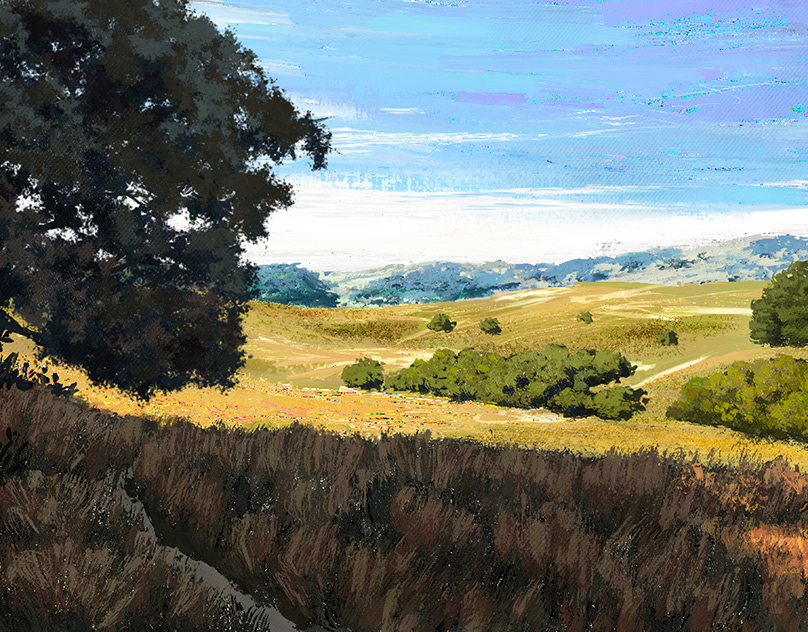 Digital Oil Landscape Painting Illustration