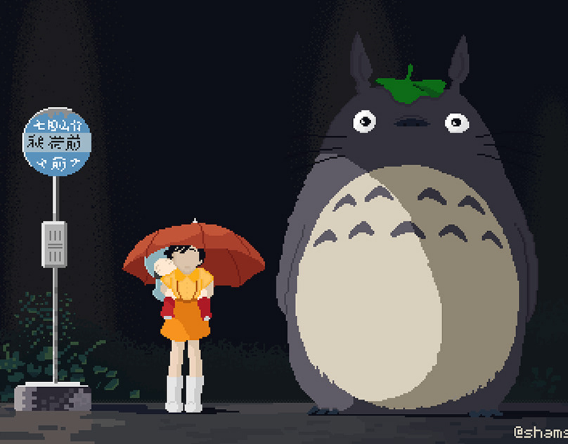 Totoro - Ghibli studio pixel art.
