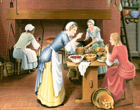 Interpretive historical storytelling kitchen painting