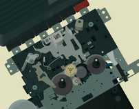 Technical Illustration of a GE Cassette Recorder