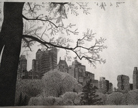 Central Park South (Micron Stippling) 18"x 24"