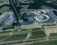 Futuristic Airbus A380 Airport & Rail Infrastructure