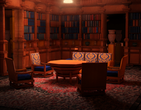 Hearst castle library at night