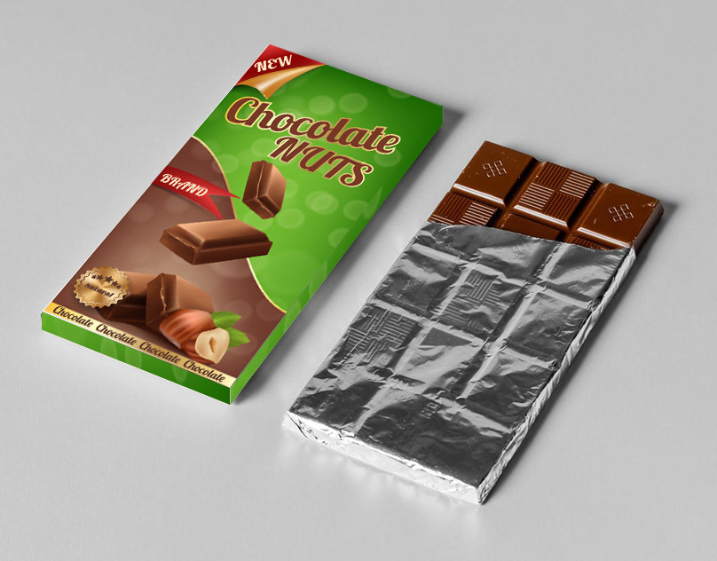 Chocolate Nuts Wrapper Package Design.