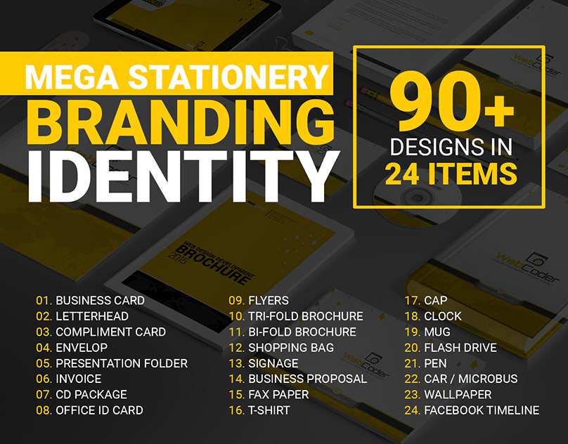 Download Free Web Design Agency Stationery Branding Identity On Behance PSD Mockups.
