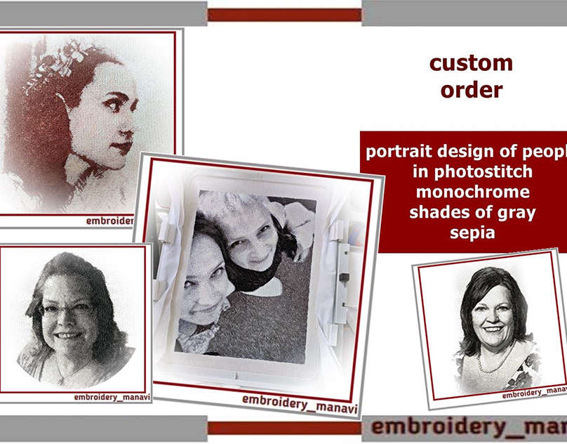Custom order on digital machine embroidery design in Photo Stitch Portrait