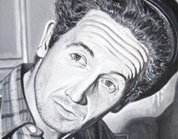 Woody Guthrie, acrylic on canvas, 80 x 80 cm.