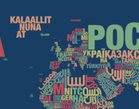 Multi-language typographic world map