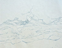 'Pacific Waves'     Pen & ink