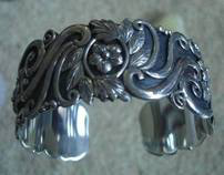 sterling silver cuff bracelet with details flowers