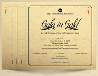 Gala In Gold Anniversary A5 Ticket Template