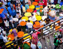 Busyness at Dadar flower Market, Mumbai