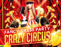 Crazy Circus Party Flyer, PSD Template