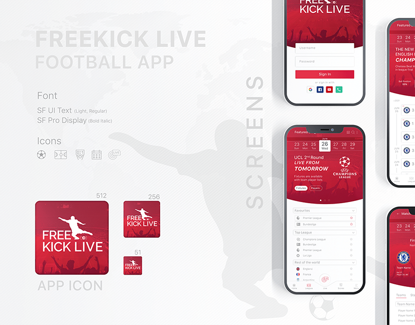 Freekick Live - Football App UI-UX