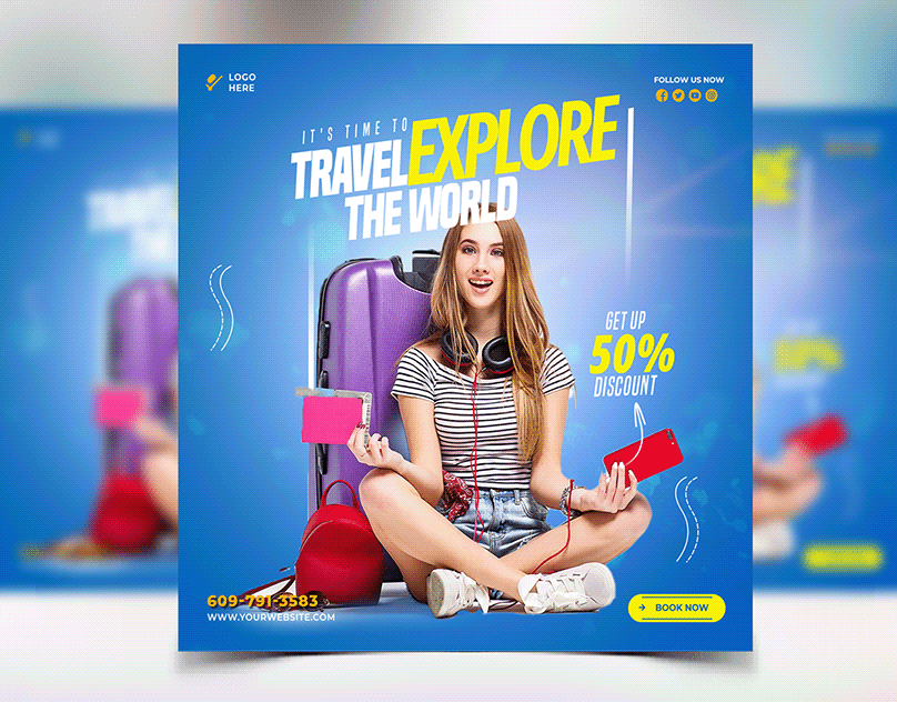 Travel Social Media Flyer Ad Design 