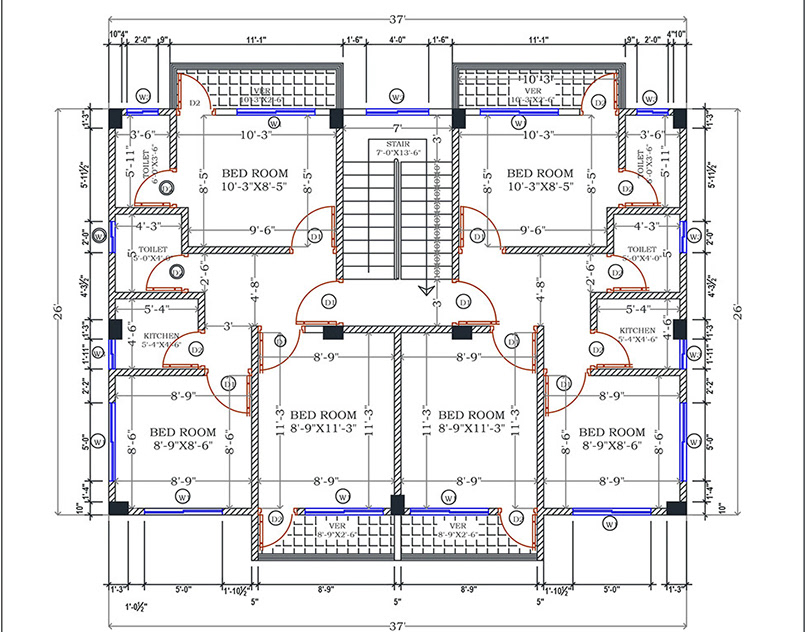 Architectural 2D Floor Plan with AutoCAD