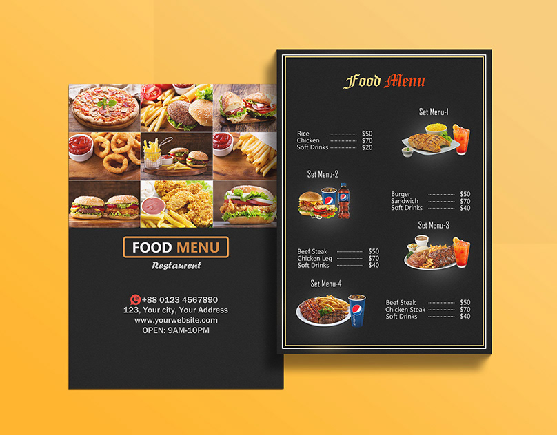 This is a simple restaurant/cafe menu design usually appropriate as fast fo...