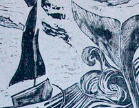 Moby Dick Woodblock Print