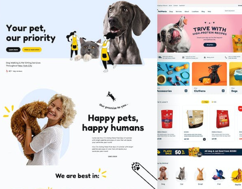 I will design a pet website, pet store for you