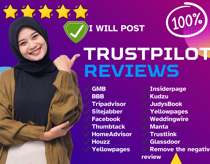 I will Post Reviews on Trust Pilot, Trip Advisor or Google My Business