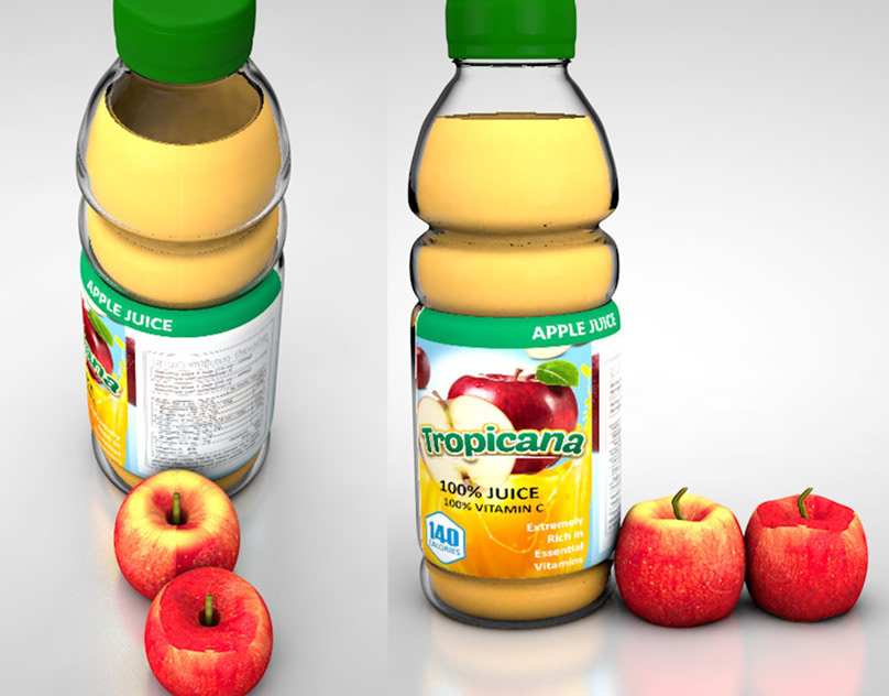 Tropicana Apple Fruit Juice, Cinema4D Render.