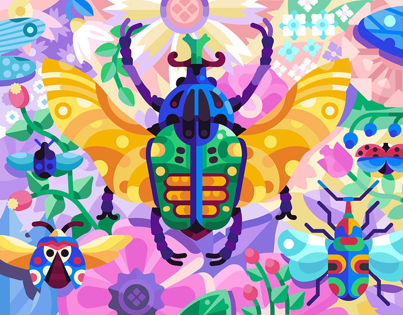 Colorful Illustration for Puzzle or Coloring App