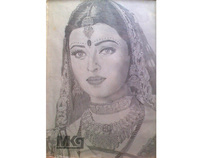 Pencil sketch of a beautiful woman.