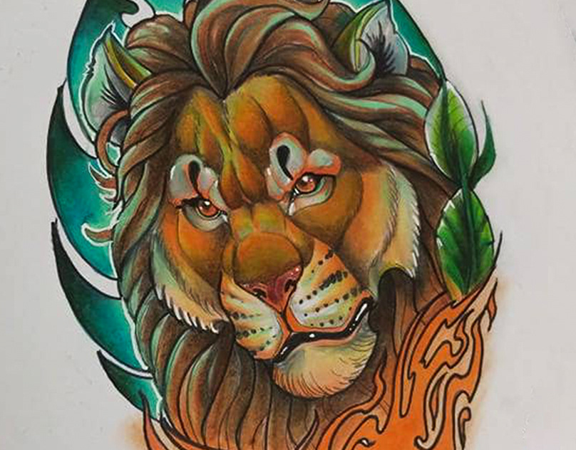 Lion Neotraditional design.