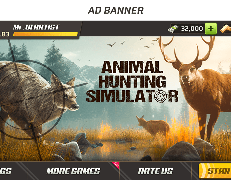 Game UI/UX Design for Simulation and Shooting Game