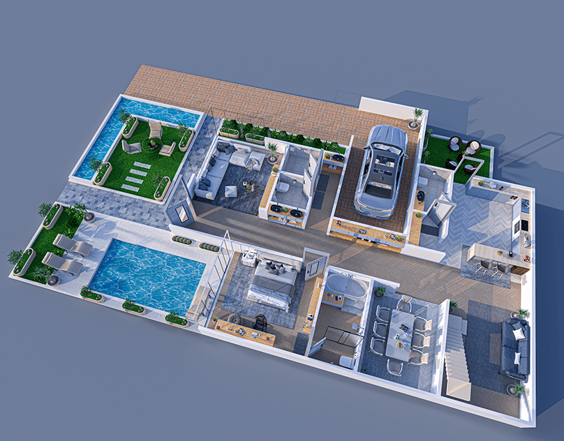 I will make realistic render of 3d floor plan