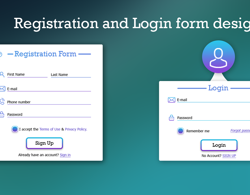 Registration and Login form design.