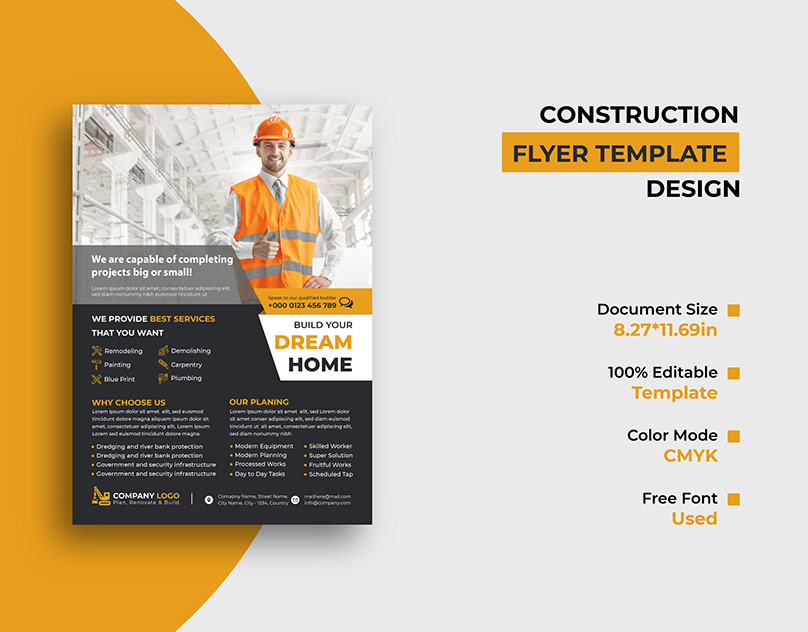 Construction Flyer and Construction Postcard