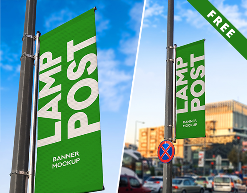 Download Lamp Post Banner Mockup On Behance PSD Mockup Templates