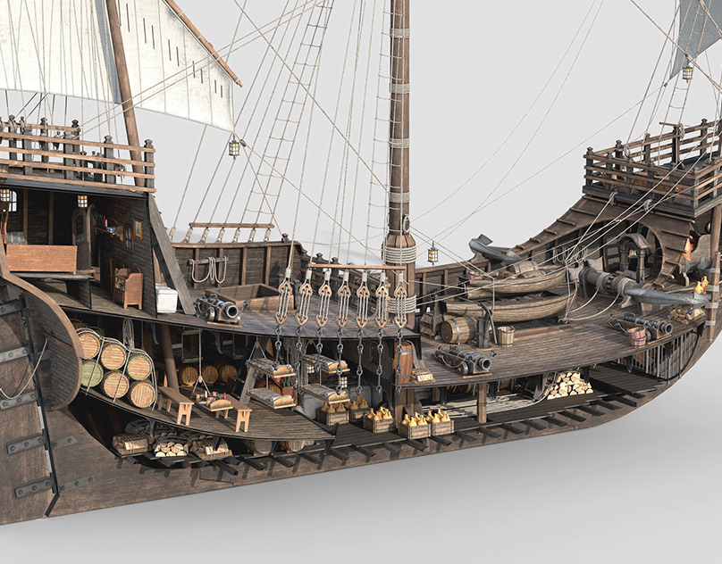 3D ship includes a fully detailed interior 