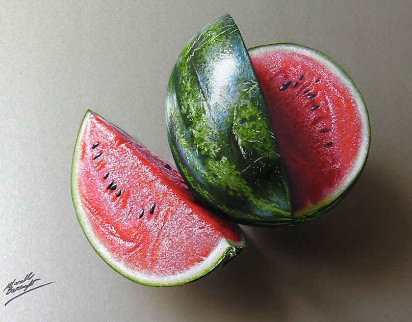 Drawing Watermelon On Behance Watermelon drawing by marcellobarenghi on deviantart. drawing watermelon on behance