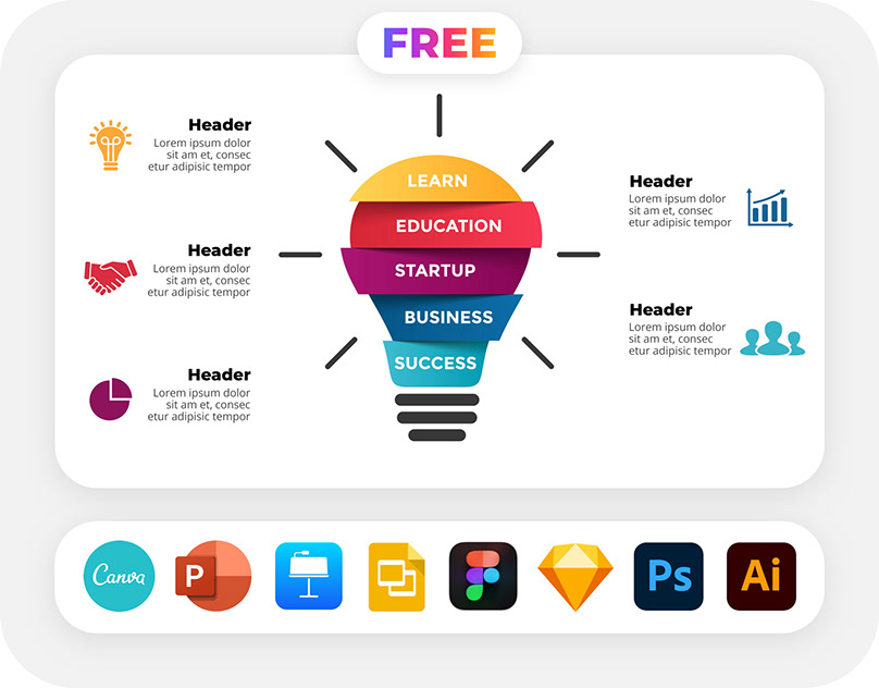 Free Light Bulb Infographic. Presentation Template.