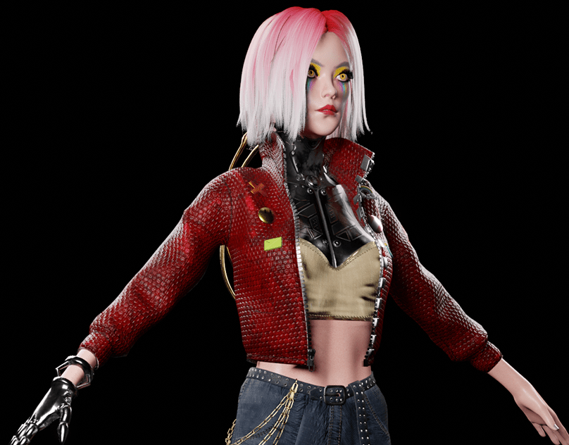 The cyberpunk genre model "Tanya". Textured and rigged.