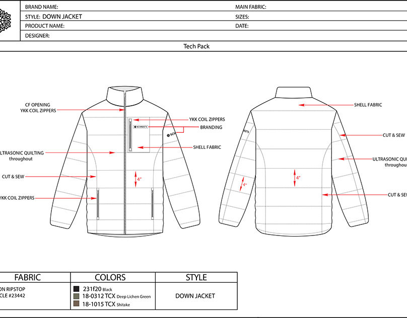 Outerwear Tech Pack Design| Jacket | Hoodies Apparel Design