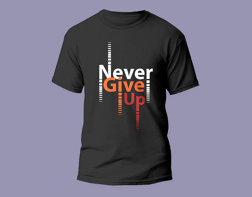 Never give up typography quotes t-shirt design.