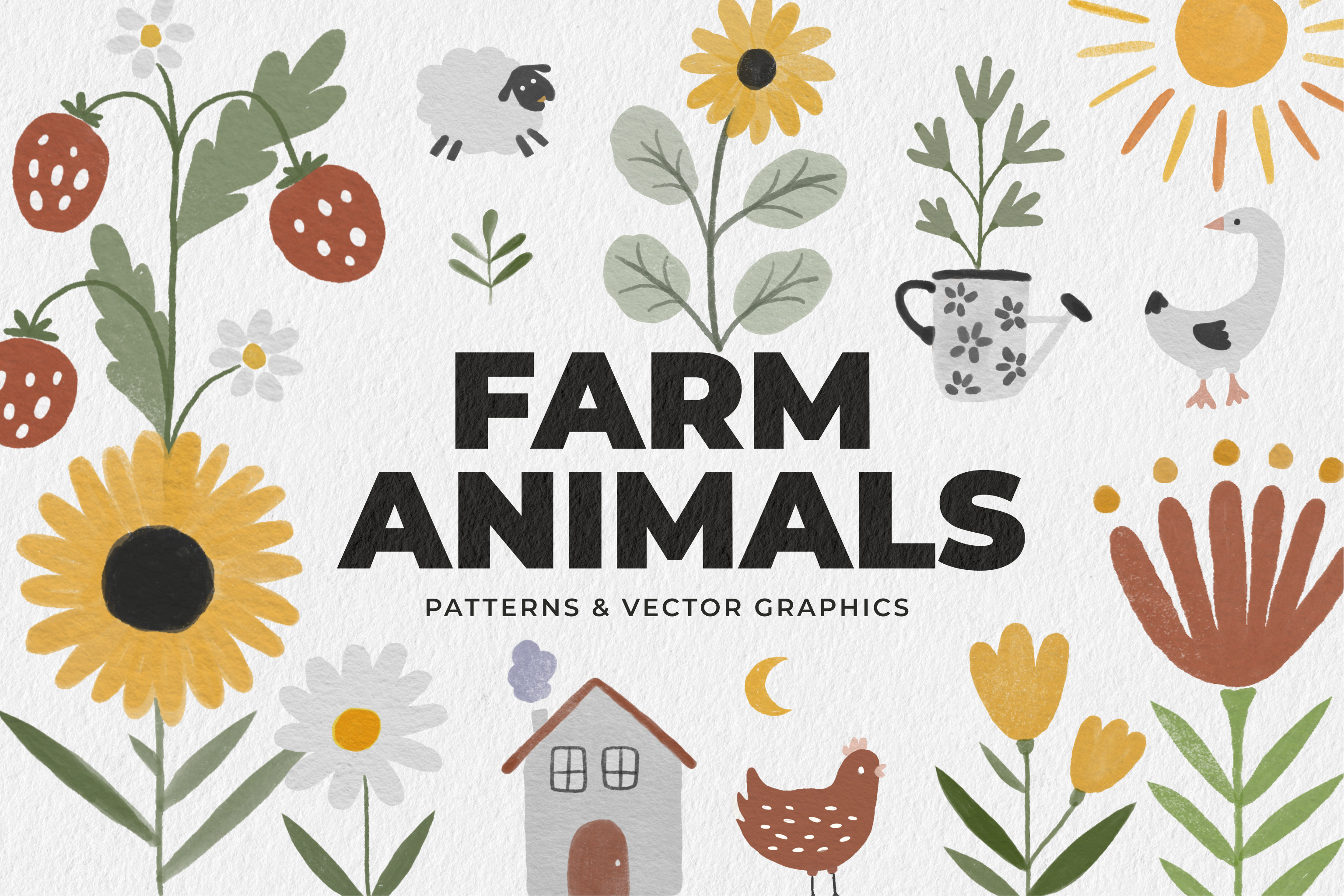 FARM ANIMALS patterns and graphics rendition image