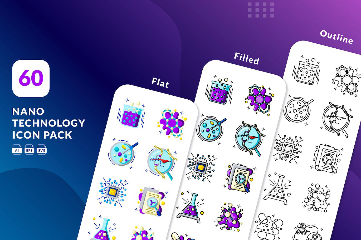 Nanotechnology Icons rendition image