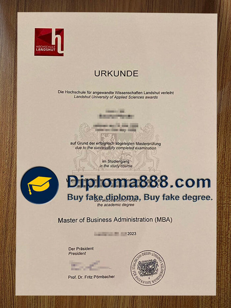 Buy fake Hochschule Landshut diploma rendition image