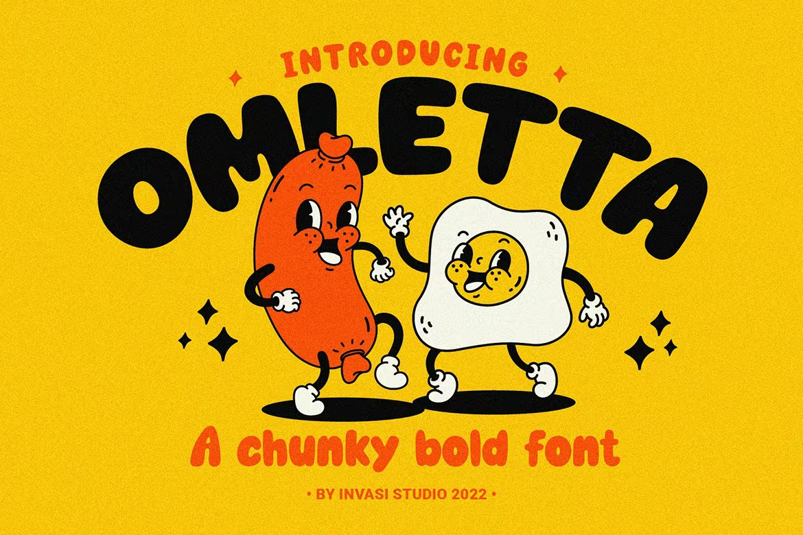 Free Omletta - A Chunky Bold Font rendition image