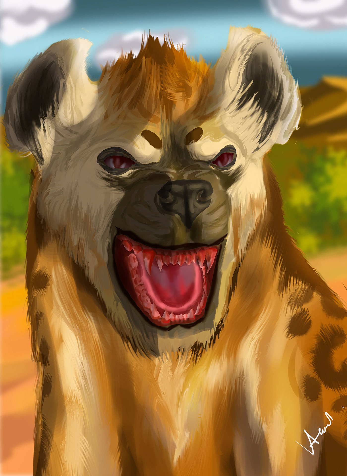 leo hyena digital painting rendition image