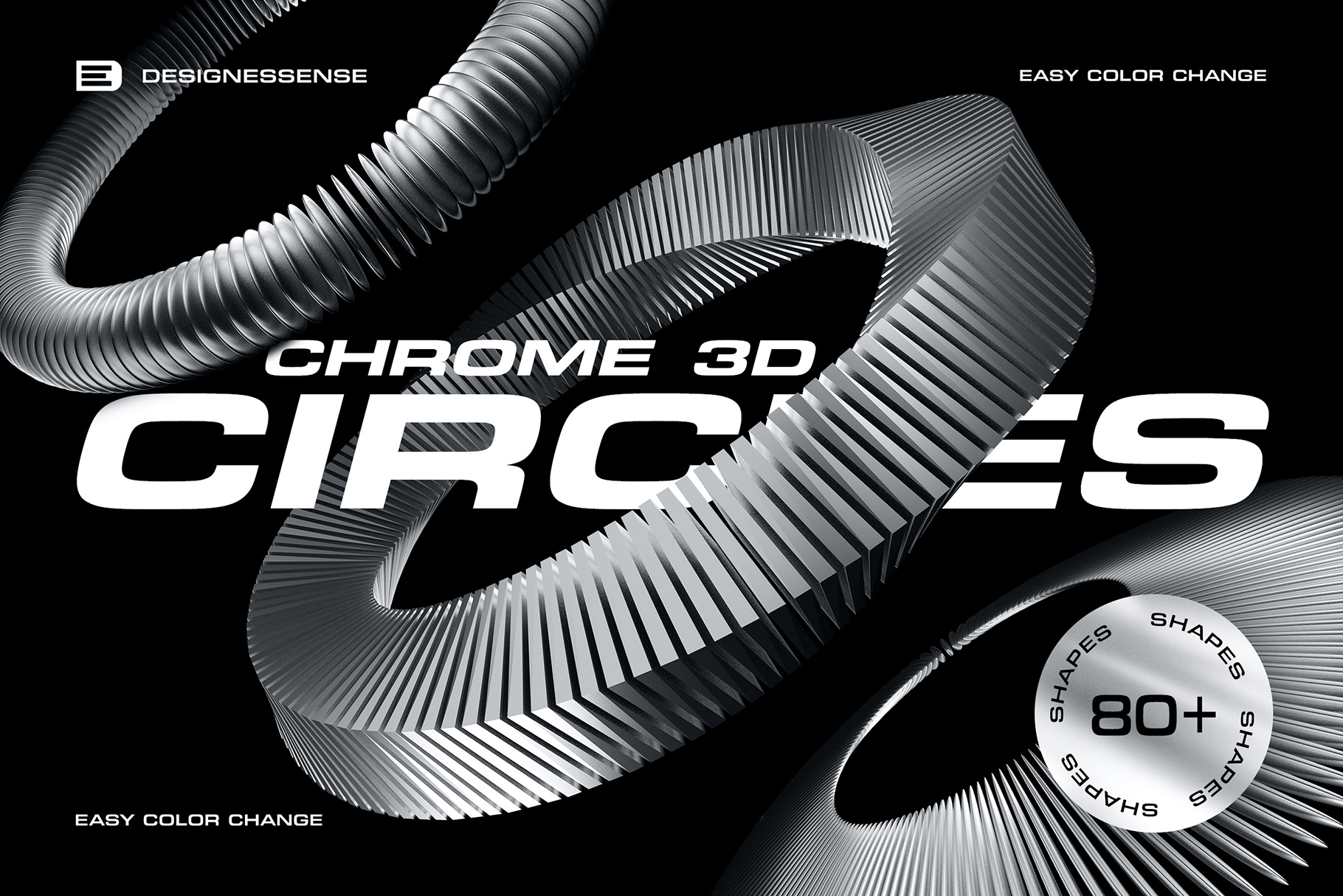DOWNLOAD - 3D Chrome Circles rendition image