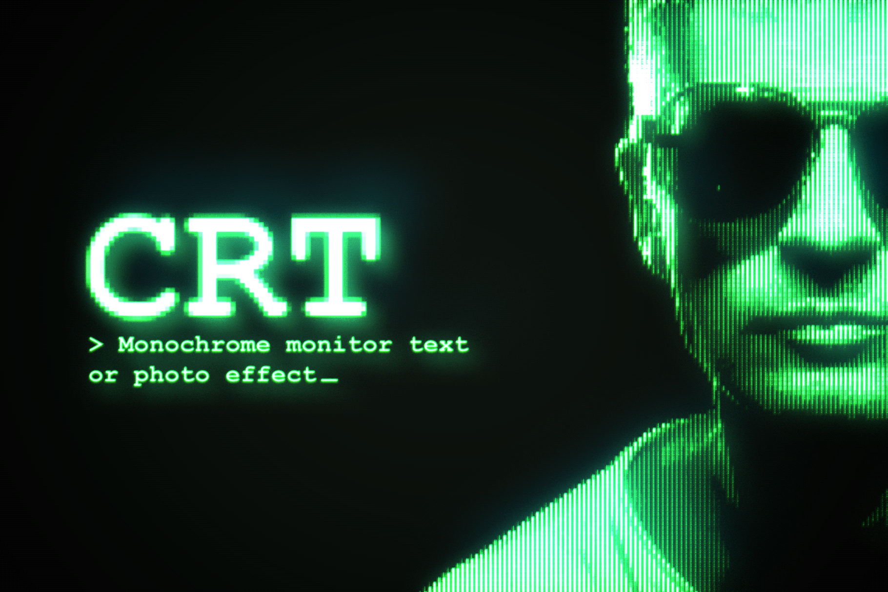 CRT Monochrome Text and Photo Effect rendition image