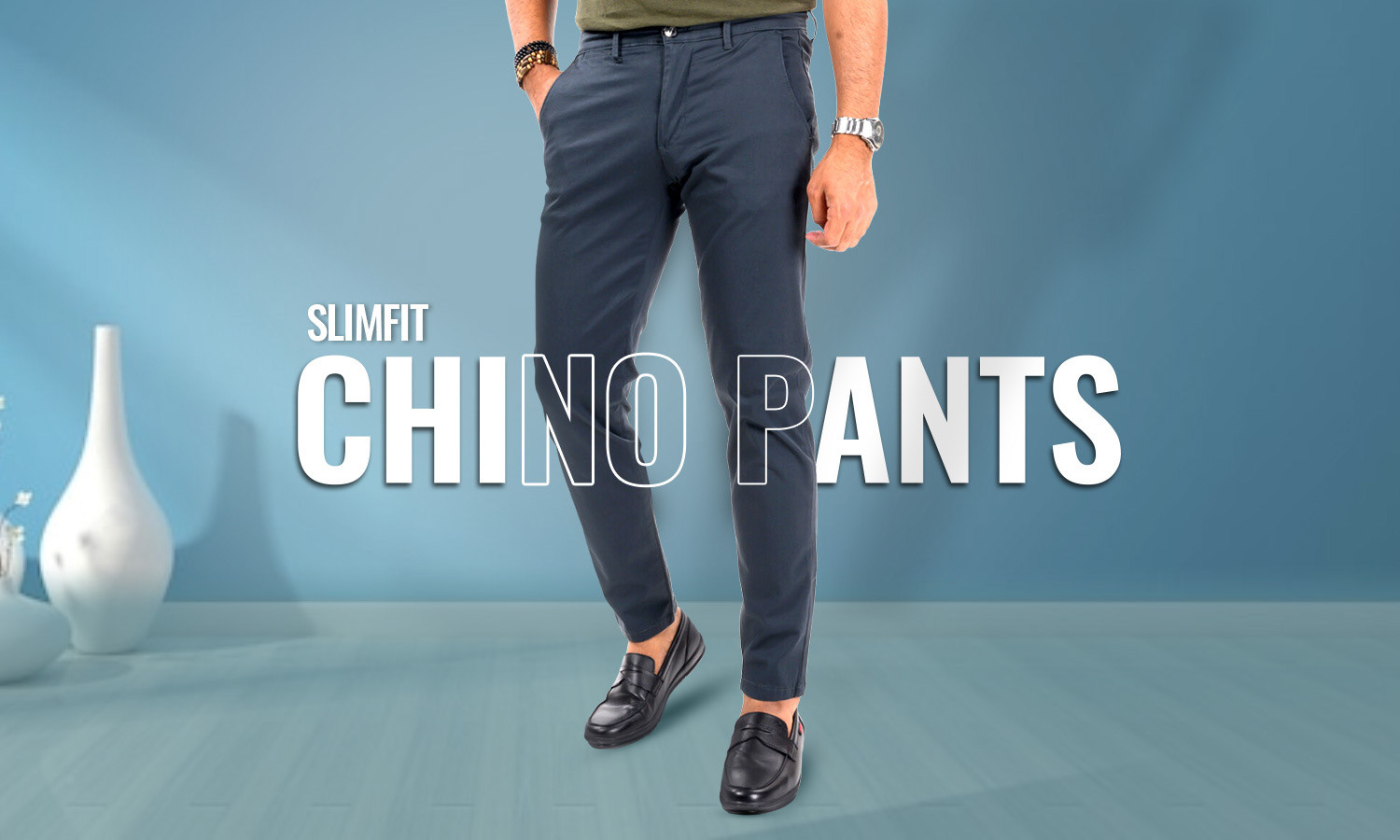 A Strong Fashion Taste Is Created When Chinos Are Worn Instead of Jeans rendition image