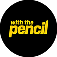 With the pencil's profile